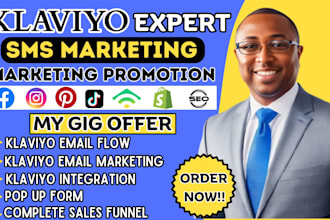 do sms marketing, klaviyo ecommerce, sms automation with klaviyo flows expert