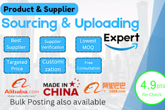 expert sourcing agent for alibaba, 1688, and chinese markets and upload products