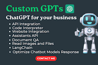 develop and integrate custom gpt, ai chatbot, ai web application using gpt apis