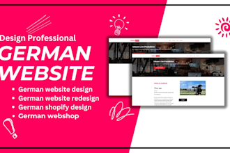 design german website, deutsch website, shopify, landing page, ecommerce website
