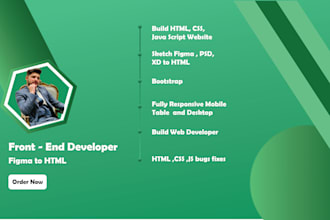 convert figma to html css and PSD to html landing page
