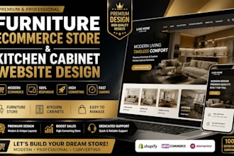 design a modern furniture ecommerce store and kitchen cabinet website