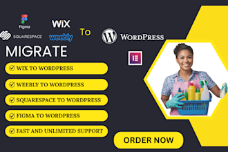 migrate weebly to wordpress, squarespace, shopify, webflow to wordpress, wix