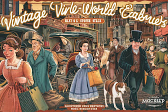 draw vintage and retro illustration style