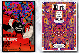 do a psychedelic concert poster for your music band