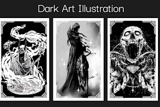 draw mesmerizing heavy dark art horror death metal tarot card ilustration