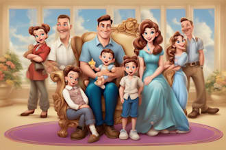 design a professional disney family portrait