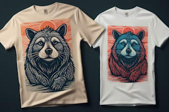 create animal linocut tshirt design for brands