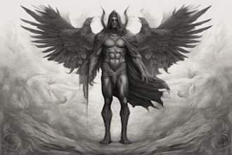 draw dark art illustration with engraving style