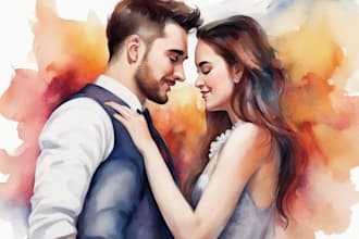 create amazing watercolor couple portraits