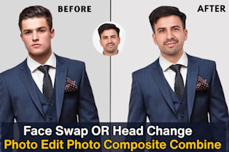 photoshop image edit job photo combine composite, face replace swap head change