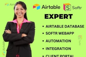 design softr webapp, airtable automation, clientportal, airtable database zapier