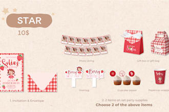 design party supplies with any given themes