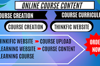 create online course content, course creation, course curriculum on thinkific