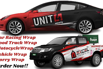do custom van food truck trailer vehicle racing car wrap design, font typography
