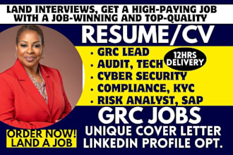write grc, tech, IT, lead, compliance, cyber security, risk analyst resume
