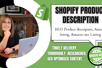 write seo product descriptions, amazon listing, shopify product listing