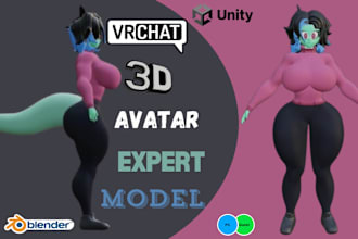 model a well detailed vrchat avatar vtub furry avatar nsfw anime avatar for vrc