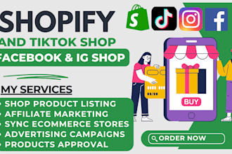 setup shopify fb tiktok shop dropshipping, product listing, affiliate marketing