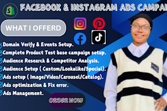 setup shopify facebook ads instagram ads campaign marketing advertising
