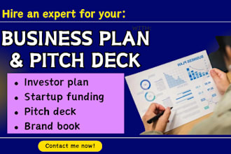 create investor ready business plan, pitch deck for startup, brand book proposal