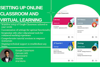 setup google classroom or elearning online course website with canvas lms moodle