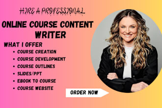 online course content, workbook, coursework, ppt, ecourse, video course creation