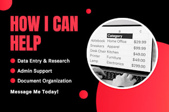 do data entry, web research, and admin support