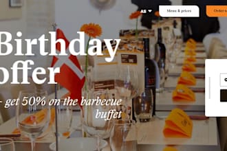 design responsive  restaurant website, cafe website, food website online order