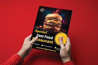 create restaurant flyer, fast food price list in 24 hours