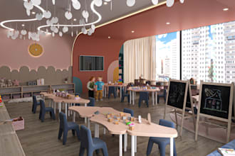 design interiors for schools, kindergartens, classrooms, and playgrounds