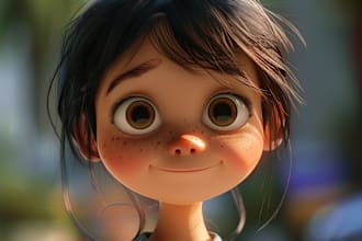 design 3d pixar style cartoon character, avatar logo banner ai art image
