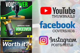 design facebook cover, youtube thumbnail, and all social media