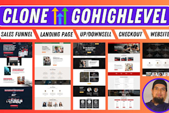copy clone gohighlevel sales funnel landing page, website and high level expert