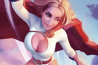 draw you into superman, supergirl or comic book illustration