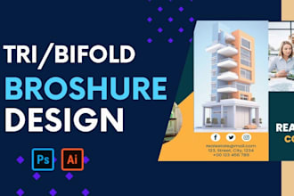 design tri bifold brochure, flyer, poster, banner, company profile, identity