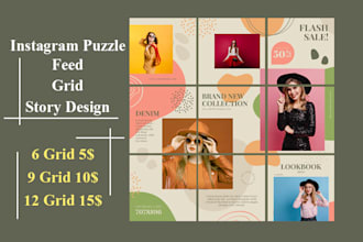 design instagram puzzle feed story grid post