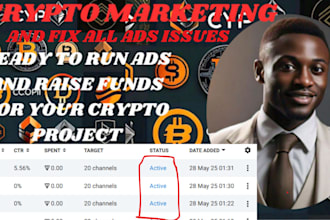 setup crypto ads for crypto project raise funds fix ad issues telegram promotion
