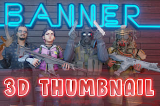 create custom 3d gaming banner or thumbnail