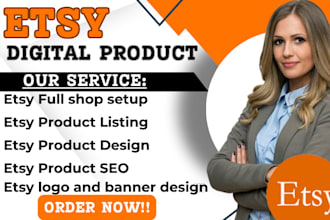 setup etsy digital product shop, etsy digital products, etsy product listing SEO