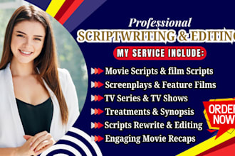 ghostwrite movie script, screenplay, feature film script, TV series, anime recap
