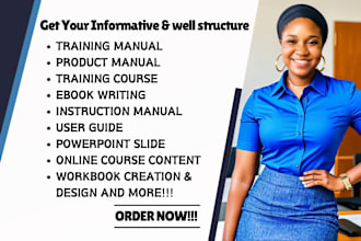 create instruction training manual workbook online course content product manual