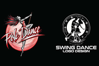 make hand drawn night club, dance studio logo