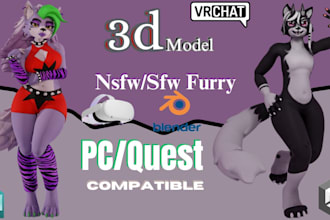 create a pc and quest compatible vrchat avatar anime 3d model from scratch
