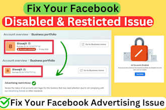 fix and create disabled ad account and business manager