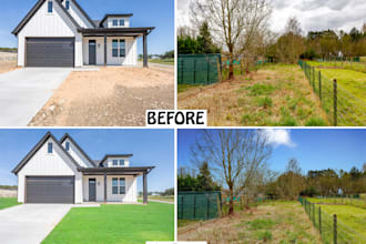 replace blue sky, green grass professionally fast turnaround