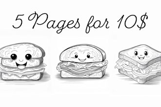 design 5 coloring book pages for kids and toddlers
