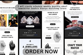 create, schedule weekly, monthly, newsletter beehiiv, klaviyo, mailchimp, figma
