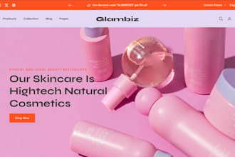 design skincare shopify cosmetics, makeup, lipstick, beauty store spa website