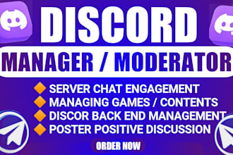 be your discord moderator, discord manager , discord admin and discord bot setup
